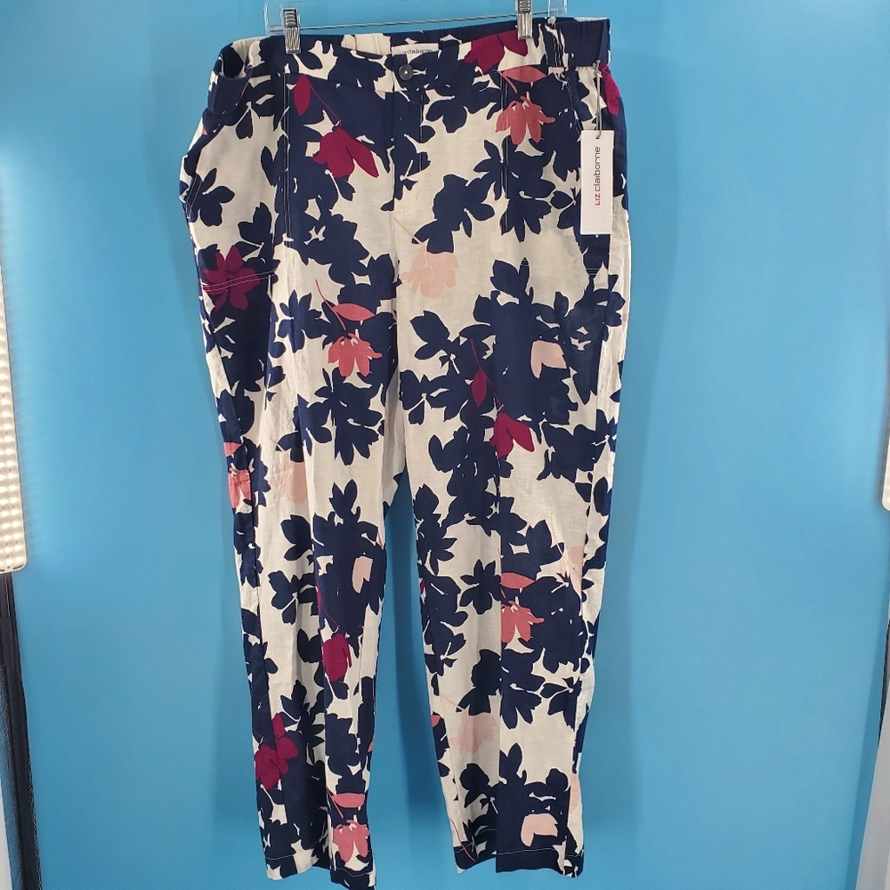 New with tags Liz Claiborne linen floral print pants 1X